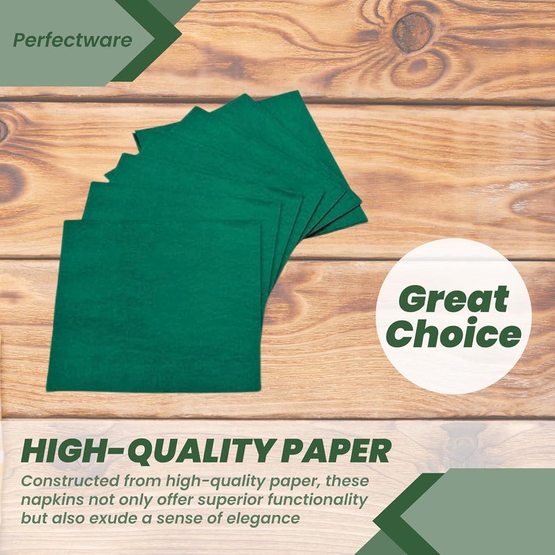 Perfectware 2 Ply Hunter Green Beverage Napkins- Pack of 250ct - Image 3